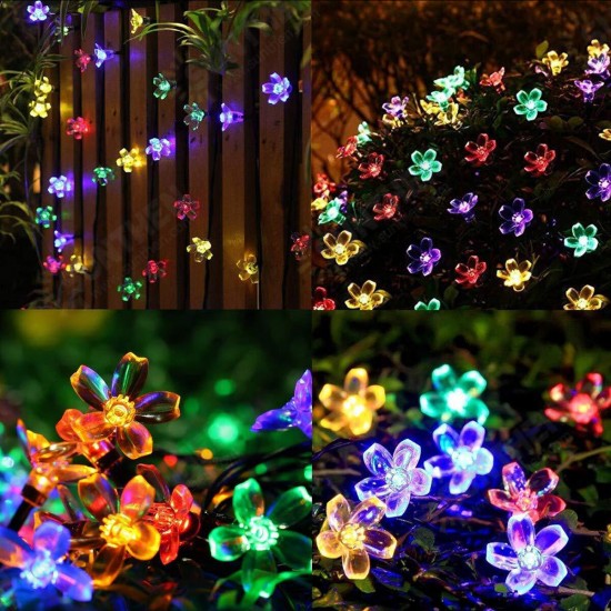 7M 50LED Holidays Merry Christmas Sakura Flower Solar String Lights Outdoor Garden Decor Christmas Decorations Clearance Christmas Lights