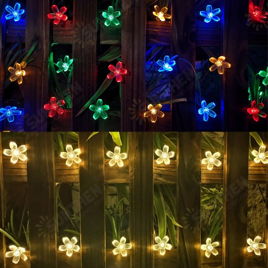 7M 50LED Holidays Merry Christmas Sakura Flower Solar String Lights Outdoor Garden Decor Christmas Decorations Clearance Christmas Lights