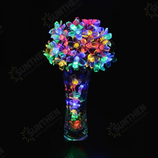 7M 50LED Holidays Merry Christmas Sakura Flower Solar String Lights Outdoor Garden Decor Christmas Decorations Clearance Christmas Lights