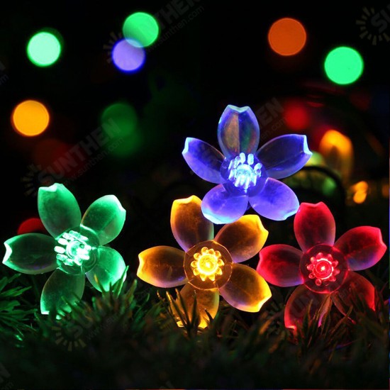 7M 50LED Holidays Merry Christmas Sakura Flower Solar String Lights Outdoor Garden Decor Christmas Decorations Clearance Christmas Lights