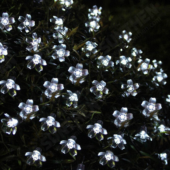 7M 50LED Holidays Merry Christmas Sakura Flower Solar String Lights Outdoor Garden Decor Christmas Decorations Clearance Christmas Lights