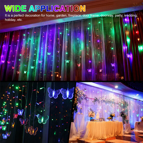 96 LED Butterfly Curtain Lights 8 Modes Fairy Lights String with Remote IP44 Waterproof USB Plug in Twinkle Light for Wedding Party Bedroom Christmas 96 LED Butterfly Curtain Lights 8 Modes Fairy Lights String with Remote IP44 Waterproof USB Plug in Twinkle Light for Wedding Party Bedroom Christmas