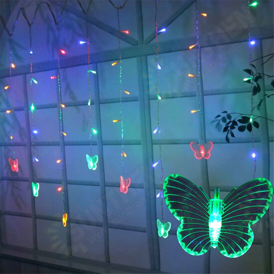 96 LED Butterfly String Curtain Lights Colorful Wedding Waterproof Lamp 8 Modes 96 LED Butterfly String Curtain Lights Colorful Wedding Waterproof Lamp 8 Modes