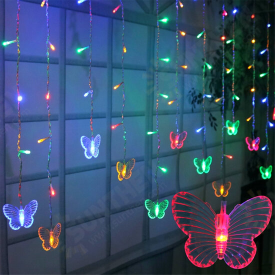 96 LED Butterfly String Curtain Lights Colorful Wedding Waterproof Lamp 8 Modes 96 LED Butterfly String Curtain Lights Colorful Wedding Waterproof Lamp 8 Modes