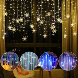 96 LED Snowflake String Curtain Window Lights Colorful Wedding Lamp 8 Modes 96 LED Snowflake String Curtain Window Lights Colorful Wedding Lamp 8 Modes
