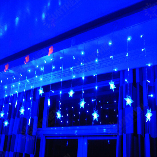 96 LED Snowflake String Curtain Window Lights Colorful Wedding Lamp 8 Modes