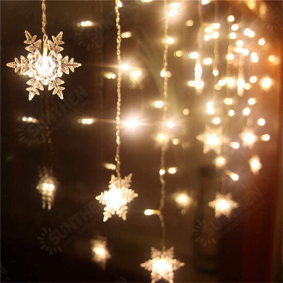 96 LED Snowflake String Curtain Window Lights Colorful Wedding Lamp 8 Modes