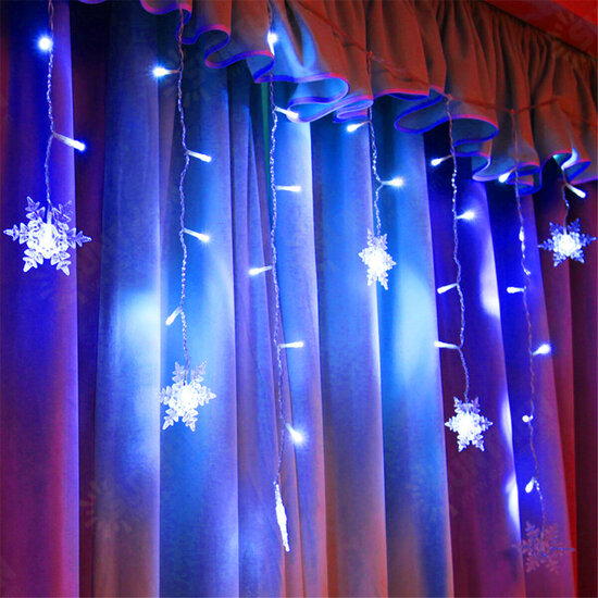 96 LED Snowflake String Curtain Window Lights Colorful Wedding Lamp 8 Modes