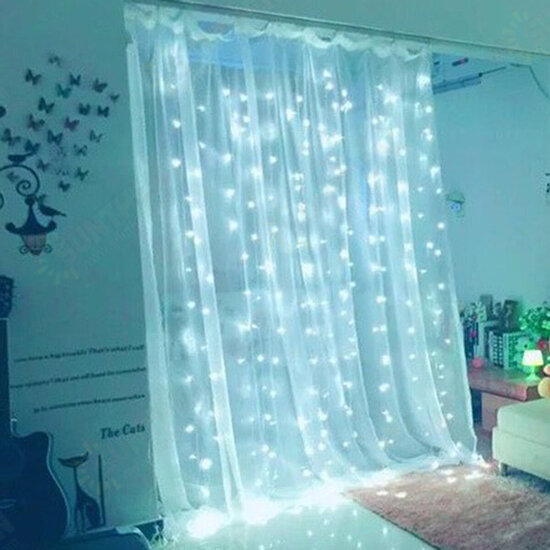 9.8x9.8FT 300LEDs Curtain Fairy Strip Wedding Party Home Decor Warm/White Light