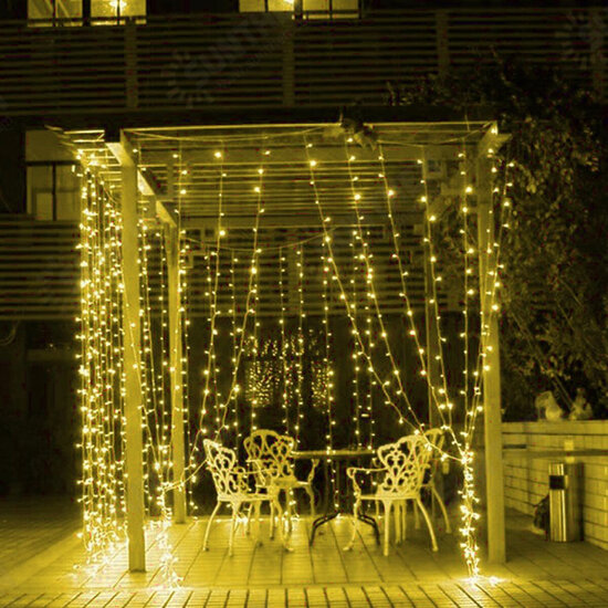 9.8x9.8FT 300LEDs Curtain Fairy Strip Wedding Party Home Decor Warm/White Light