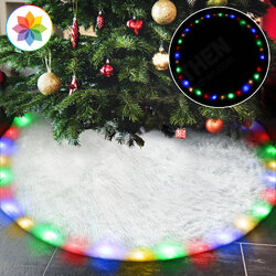 36 LED Christmas Tree Skirts 48-inch Battery Operated RGB Round Christmas Decoration with Plush for Christmas Tree Indoor Outdoor Holiday Party 36 LED Christmas Tree Skirts 48-inch Battery Operated RGB Round Christmas Decoration with Plush for Christmas Tree Indoor Outdoor Holiday Party