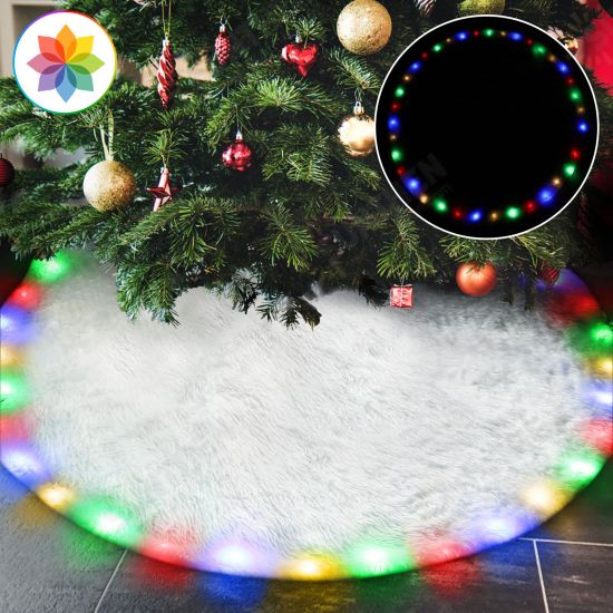 36 LED Christmas Tree Skirts 48-inch Battery Operated RGB Round Christmas Decoration with Plush for Christmas Tree Indoor Outdoor Holiday Party 36 LED Christmas Tree Skirts 48-inch Battery Operated RGB Round Christmas Decoration with Plush for Christmas Tree Indoor Outdoor Holiday Party