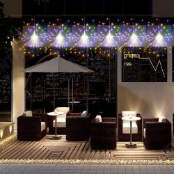 Battery Operated 198LED Dandelion Hanging String Light Silver Wire 8 Mode Dimmable Christmas Decor Battery Operated 198LED Dandelion Hanging String Light Silver Wire 8 Mode Dimmable Christmas Decor