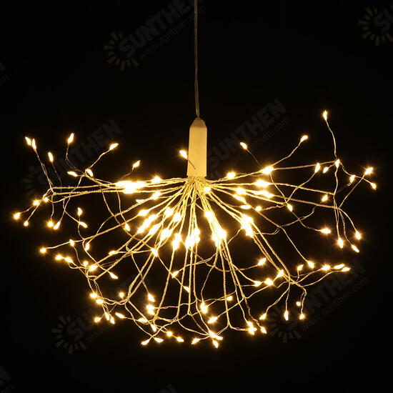 Battery Operated 198LED Dandelion Hanging String Light Silver Wire 8 Mode Dimmable Christmas Decor