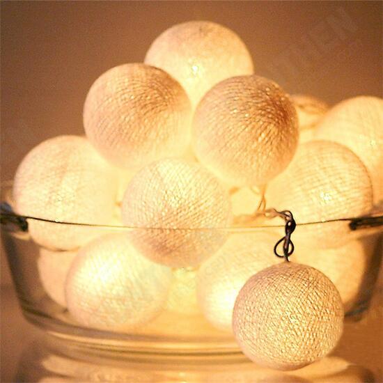 Battery Operated 20LEDs Pastel Cotton Ball String Light for Holiday Wedding Valentine's Day