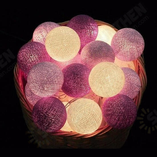 Battery Operated 20LEDs Pastel Cotton Ball String Light for Holiday Wedding Valentine's Day