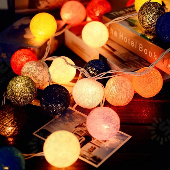 Battery Operated 20LEDs Pastel Cotton Ball String Light for Holiday Wedding Valentine's Day