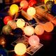 Battery Operated 20LEDs Pastel Cotton Ball String Light for Holiday Wedding Valentine's Day