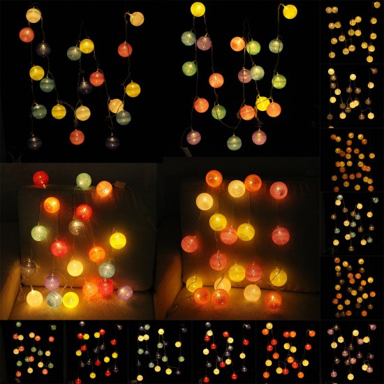 Battery Operated 20LEDs Pastel Cotton Ball String Light for Holiday Wedding Valentine's Day