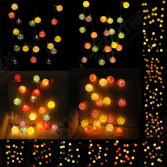 Battery Operated 20LEDs Pastel Cotton Ball String Light for Holiday Wedding Valentine's Day