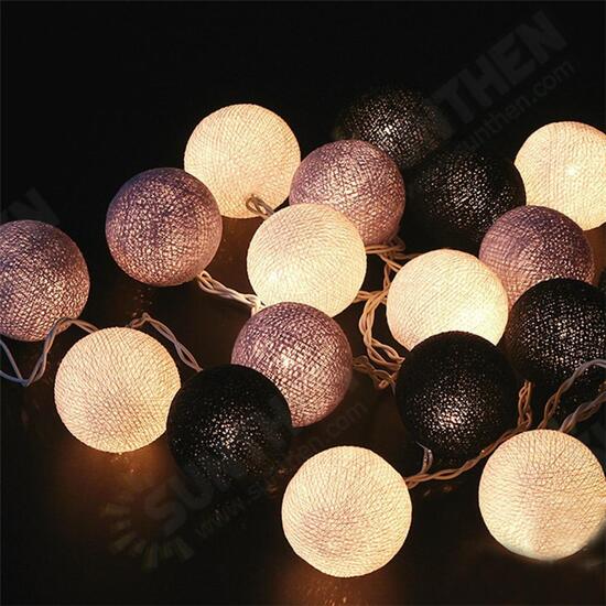 Battery Operated 20LEDs Pastel Cotton Ball String Light for Holiday Wedding Valentine's Day