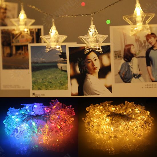 Battery Operated 6M Warm White Colorful 40 LED Star Photo Clips String Light Christmas Wedding Decor Battery Operated 6M Warm White Colorful 40 LED Star Photo Clips String Light Christmas Wedding Decor