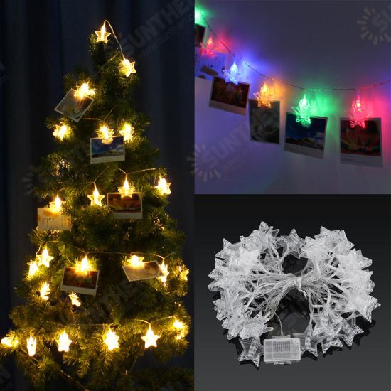 Battery Operated 6M Warm White Colorful 40 LED Star Photo Clips String Light Christmas Wedding Decor Battery Operated 6M Warm White Colorful 40 LED Star Photo Clips String Light Christmas Wedding Decor