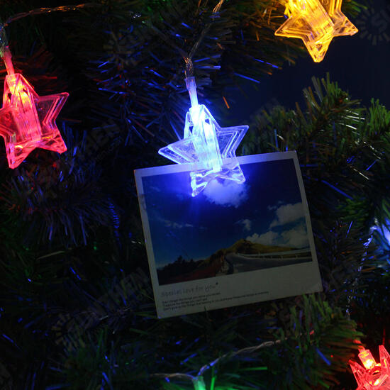 Battery Operated 6M Warm White Colorful 40 LED Star Photo Clips String Light Christmas Wedding Decor Battery Operated 6M Warm White Colorful 40 LED Star Photo Clips String Light Christmas Wedding Decor
