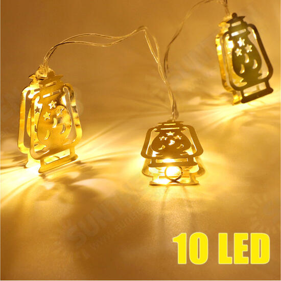 Battery Operated Golden Fanoos Lantern 10 LED String Fairy Holiday Light for Party Home Decoration