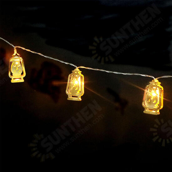 Battery Operated Golden Fanoos Lantern 10 LED String Fairy Holiday Light for Party Home Decoration