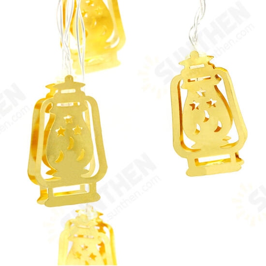 Battery Operated Golden Fanoos Lantern 10 LED String Fairy Holiday Light for Party Home Decoration