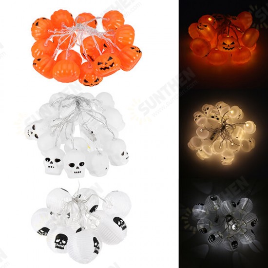 Battery Operated Skeleton Lantern Pumpkin Skull String Light LED for Halloween Party Christmas Decor