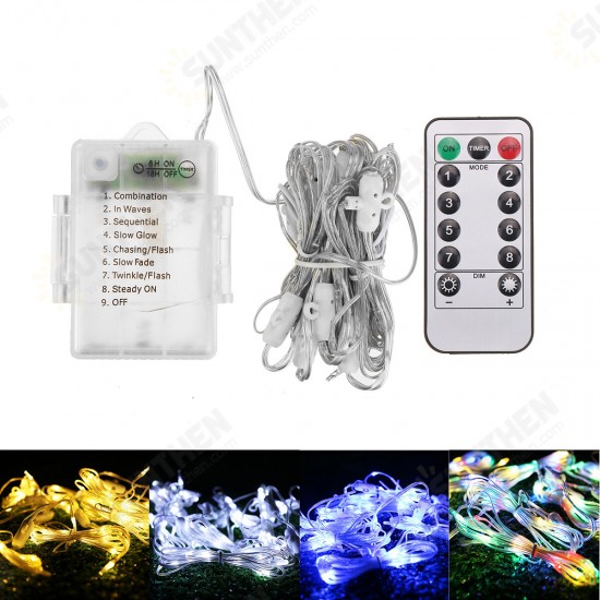 Battery Powered 104LED Umbrella String Light 8 Modes Garden Patio Parasol Fairy Lamp Party Decor