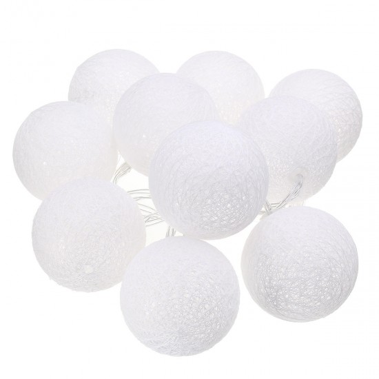 Battery Powered 10LED Cotton Ball String HoliDay Light Lamp for Wedding Valentine's Day