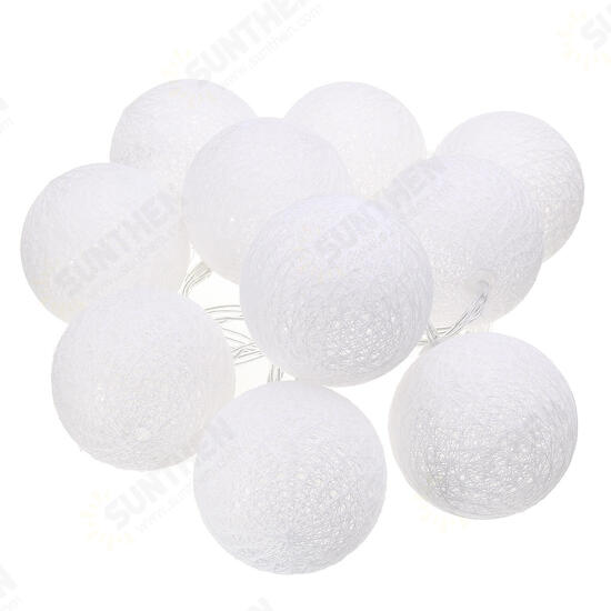 Battery Powered 10LED Cotton Ball String HoliDay Light Lamp for Wedding Valentine's Day