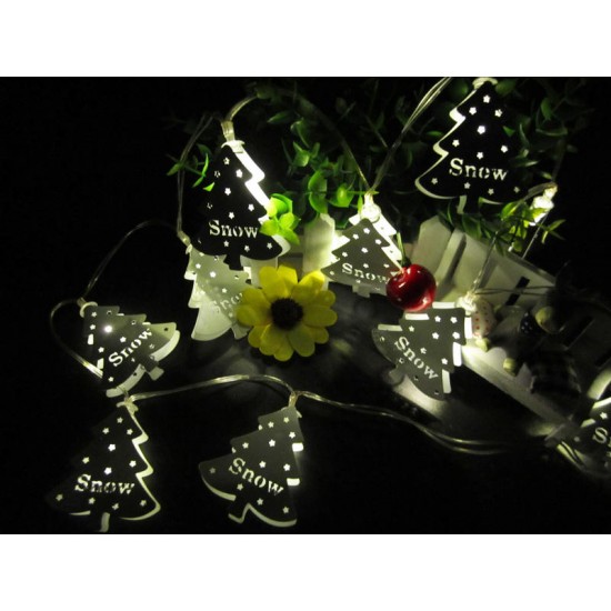 Battery Powered 10LEDs Snowflake Metal Warm White Pure White Green String Light for Christmas