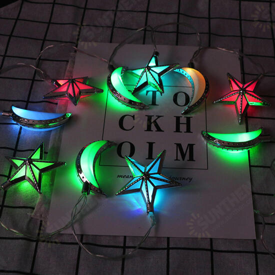 Battery Powered 10PCS Moon Star Shape Eid Ramadan LED String Light Indoor Home Party Decor Battery Powered 10PCS Moon Star Shape Eid Ramadan LED String Light Indoor Home Party Decor
