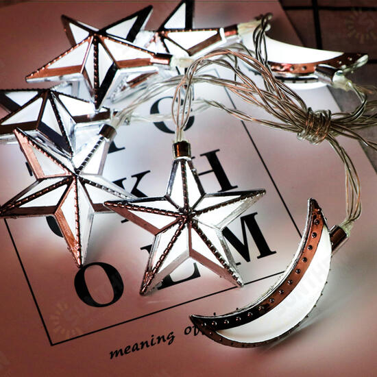 Battery Powered 10PCS Moon Star Shape Eid Ramadan LED String Light Indoor Home Party Decor