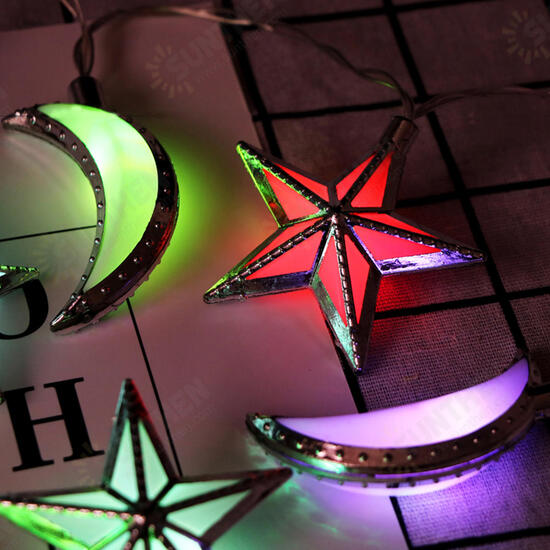 Battery Powered 10PCS Moon Star Shape Eid Ramadan LED String Light Indoor Home Party Decor Battery Powered 10PCS Moon Star Shape Eid Ramadan LED String Light Indoor Home Party Decor