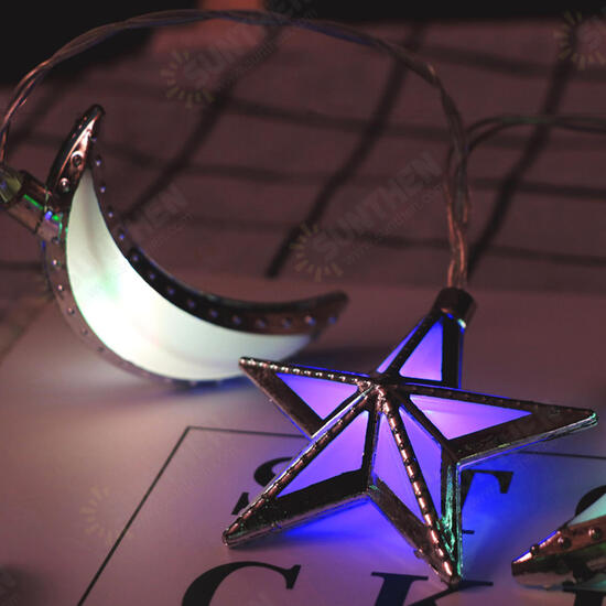 Battery Powered 10PCS Moon Star Shape Eid Ramadan LED String Light Indoor Home Party Decor Battery Powered 10PCS Moon Star Shape Eid Ramadan LED String Light Indoor Home Party Decor