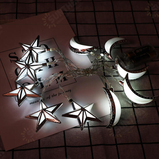Battery Powered 10PCS Moon Star Shape Eid Ramadan LED String Light Indoor Home Party Decor Battery Powered 10PCS Moon Star Shape Eid Ramadan LED String Light Indoor Home Party Decor