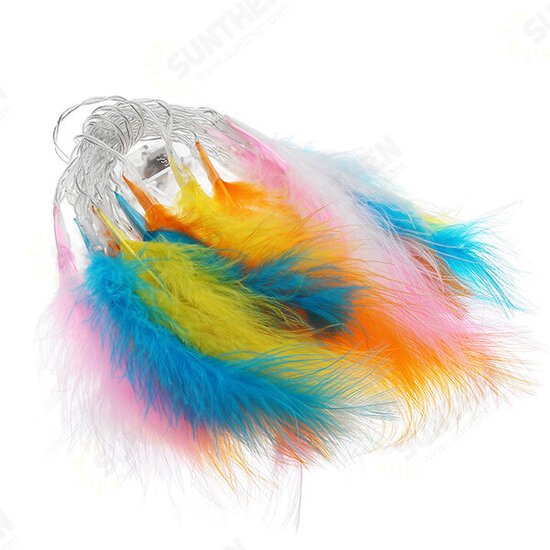 Battery Powered 1.2M 2.2M Colorful Feather Shaped Warm White Indoor Fairy String Light For Christmas