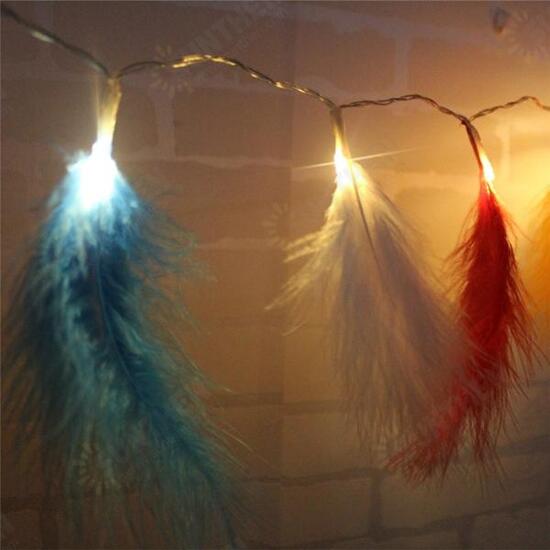 Battery Powered 1.2M 2.2M Colorful Feather Shaped Warm White Indoor Fairy String Light For Christmas