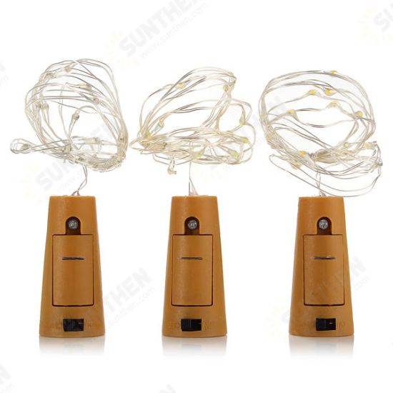 Battery Powered 15 LEDs Cork Shaped LED Sliver Wire Starry Light Wine Bottle Lamp for Xmas Party Out