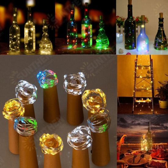 Battery Powered 15 LEDs Cork Shaped LED Sliver Wire Starry Light Wine Bottle Lamp for Xmas Party Out