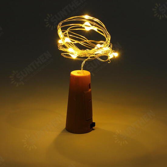 Battery Powered 15 LEDs Cork Shaped LED Sliver Wire Starry Light Wine Bottle Lamp for Xmas Party Out