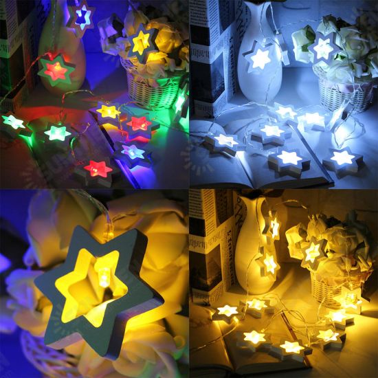 Battery Powered 1.8M 0.3W 10LED Wooden Star Shape Fairy String Light for Christmas Party Decor DC3V Battery Powered 1.8M 0.3W 10LED Wooden Star Shape Fairy String Light for Christmas Party Decor DC3V