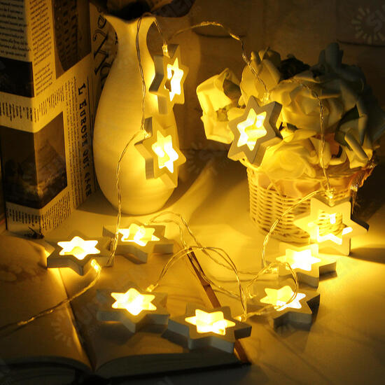 Battery Powered 1.8M 0.3W 10LED Wooden Star Shape Fairy String Light for Christmas Party Decor DC3V Battery Powered 1.8M 0.3W 10LED Wooden Star Shape Fairy String Light for Christmas Party Decor DC3V