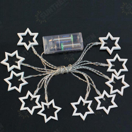 Battery Powered 1.8M 0.3W 10LED Wooden Star Shape Fairy String Light for Christmas Party Decor DC3V Battery Powered 1.8M 0.3W 10LED Wooden Star Shape Fairy String Light for Christmas Party Decor DC3V