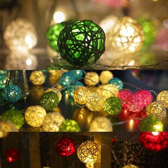 Battery Powered 20 LED Rattan Ball String Light Home Garden Fairy Lamp Wedding Party Xmas Battery Powered 20 LED Rattan Ball String Light Home Garden Fairy Lamp Wedding Party Xmas